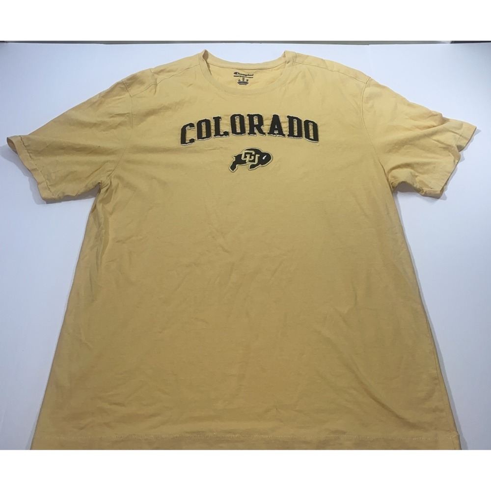 Champion Colorado Buffaloes T Shirt Sewn On Letters Single Stitch Modern‎ Sz XL